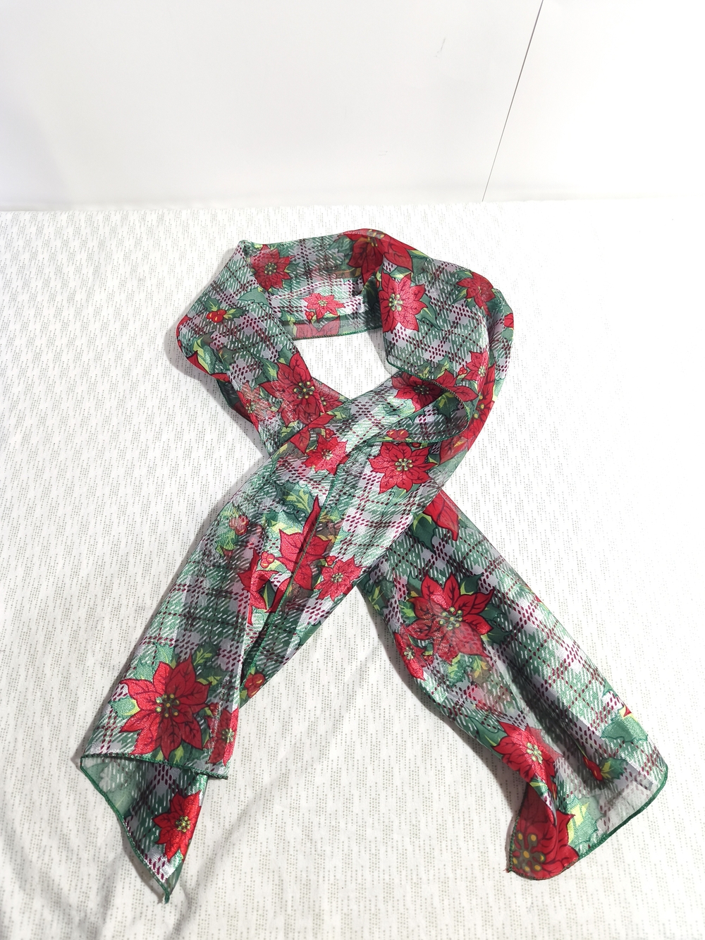 Festive Red & Green Poinsettia Wrap Scarf - Women Accessories C1(26)